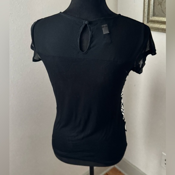 INC International Concepts Black and White Floral embroidered mesh Top Sz PP - Picture 3 of 4